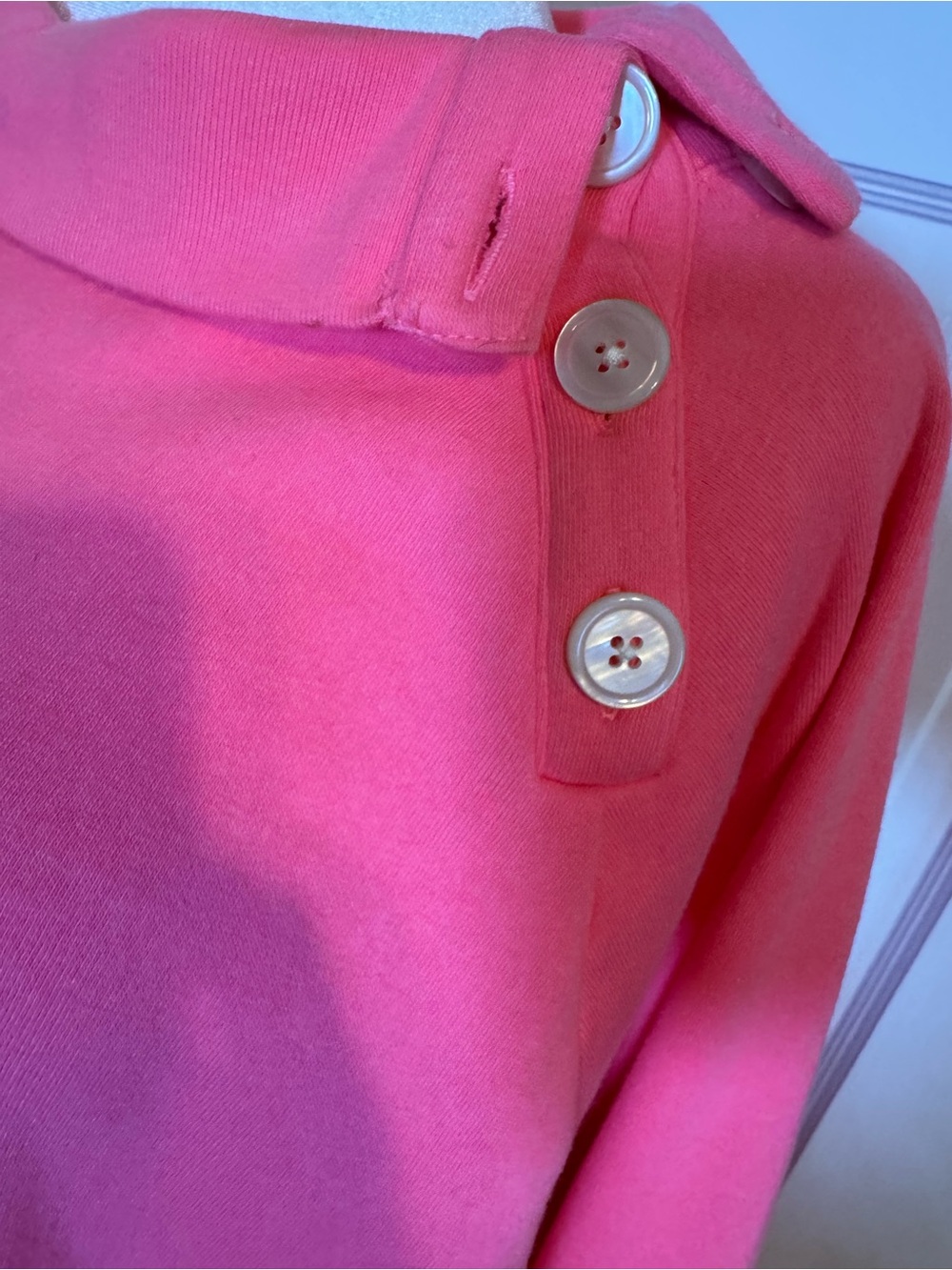 J. Crew Bubblegum Pink Button-Shoulder Sweatshirt/Sweater 2XL - Picture 3 of 6